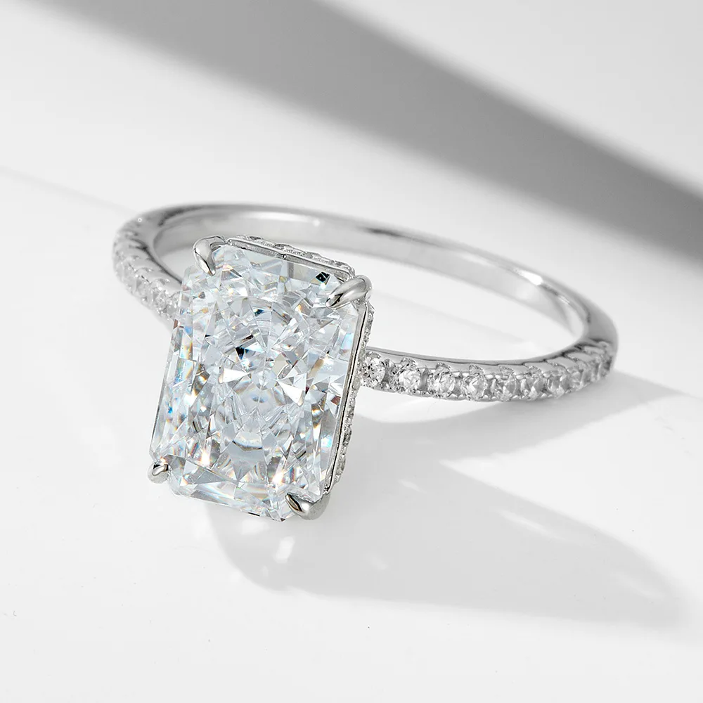 OEVAS 7x10mm 3.5CT Full Zircon Rings Set 100% S925 Sterling Silver for Women Wedding Engagement Ring Fine Jewelry Gift Wholesale view 4