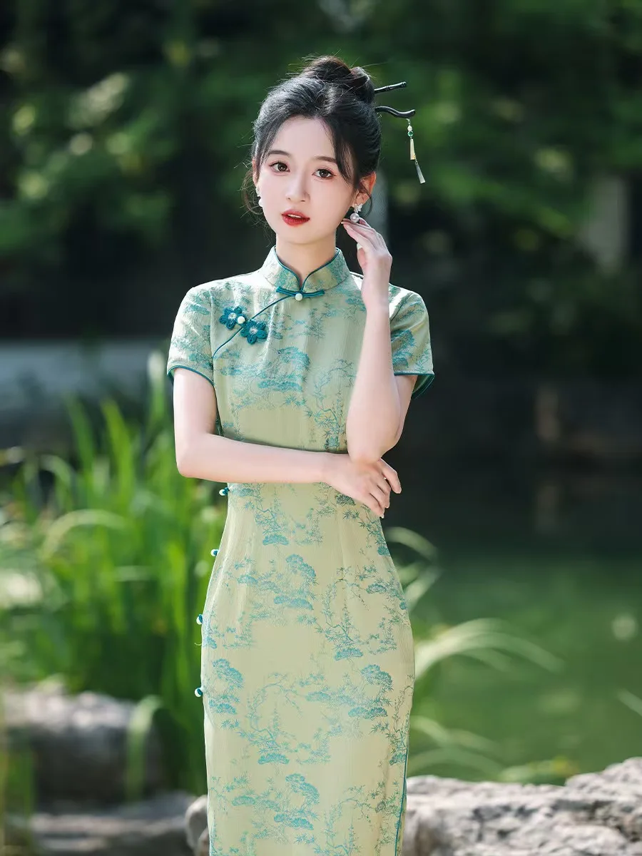 4XL Chinese Hanfu Qipao Tang style Chinese style high-end Qipao embroidery daily Chinese high-end sense traditional clothing