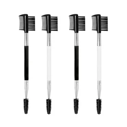 Double Ended Wood Handle Eyebrow Brush Eyelash Brush 2 In 1 Professional Makeup Brush Eyelash Spiral Diagonal Corner Brush