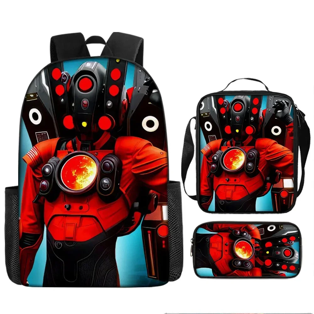 3PC-SET Skibidi Toilet Backpack Primary and Middle School Students Schoolbag Boys Girls Anime Cartoon School Bag Mochila