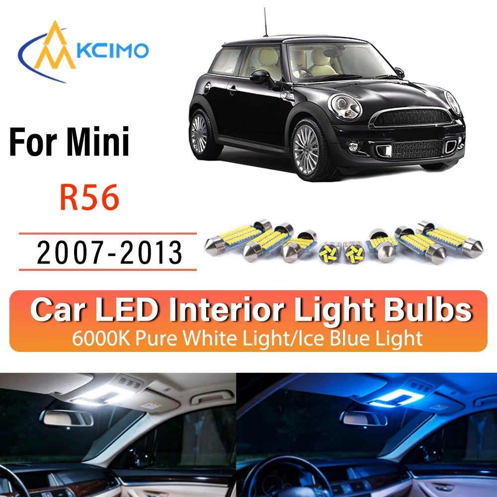 Kit d'éclairage intérieur LED à lueur persistante Plug & Play pour Mini R56 2007-2013 – Remplacement des lampes de dôme, de cartes, de coffre et de habitacle – Amélioration