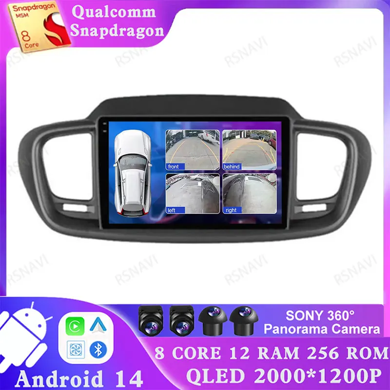 

Android 14 For Kia Sorento 3 2014-2017 Head Unit Multimedia Qualcomm 4G LTE Viedo Player 2 DIN Car Radio GPS DSP 5G WIFI DVD BT
