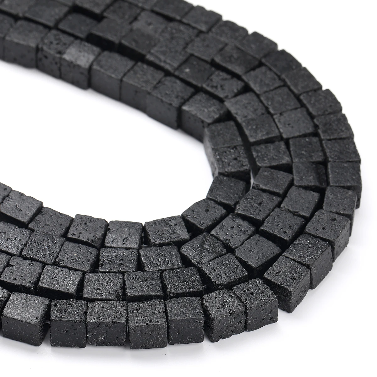 الجملة الحمم البركانية الطبيعية حجر مربع الشكل حبة فاصل فضفاض لصنع المجوهرات عقد دي اي واي سوار الإكسسوار 15 "بوصة #2