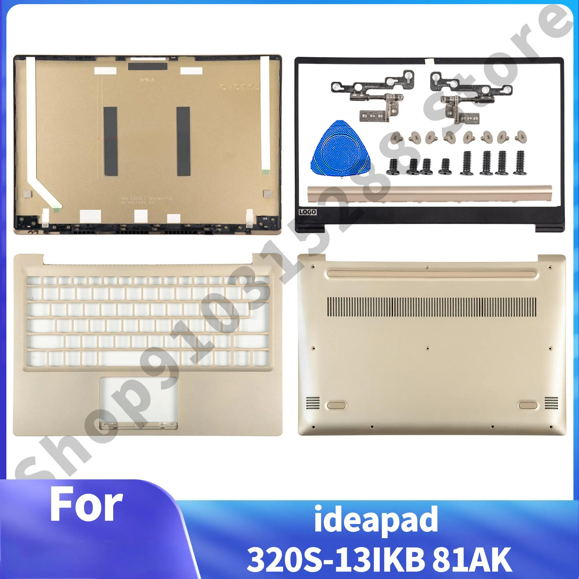 Cubierta trasera LCD para Ideapad 320S-13, 7000-13, 320S-13ISK, 320S-13IKB, bisagras de bisel frontal, fundas para portátiles, reemplaza oro, nuevo