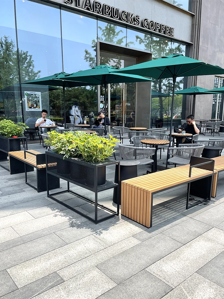 Coffee milk tea dessert shop outdoor finished flower box restaurant catering outer pendulum partition fence flower