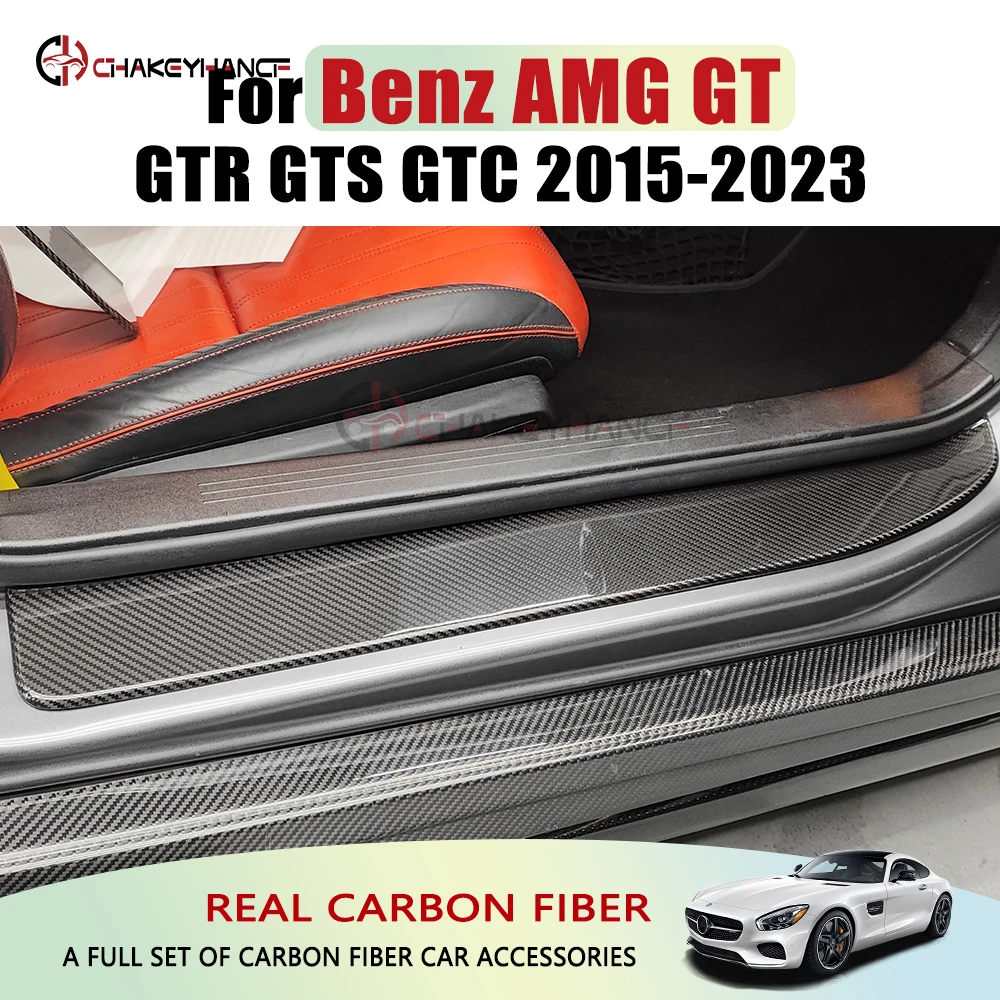 

for Benz AMG GT GTR GTS C190 R190 2015-2023 Real Carbon Fiber Door Sill Protect Plate Cover Trim Car Interior Accessories