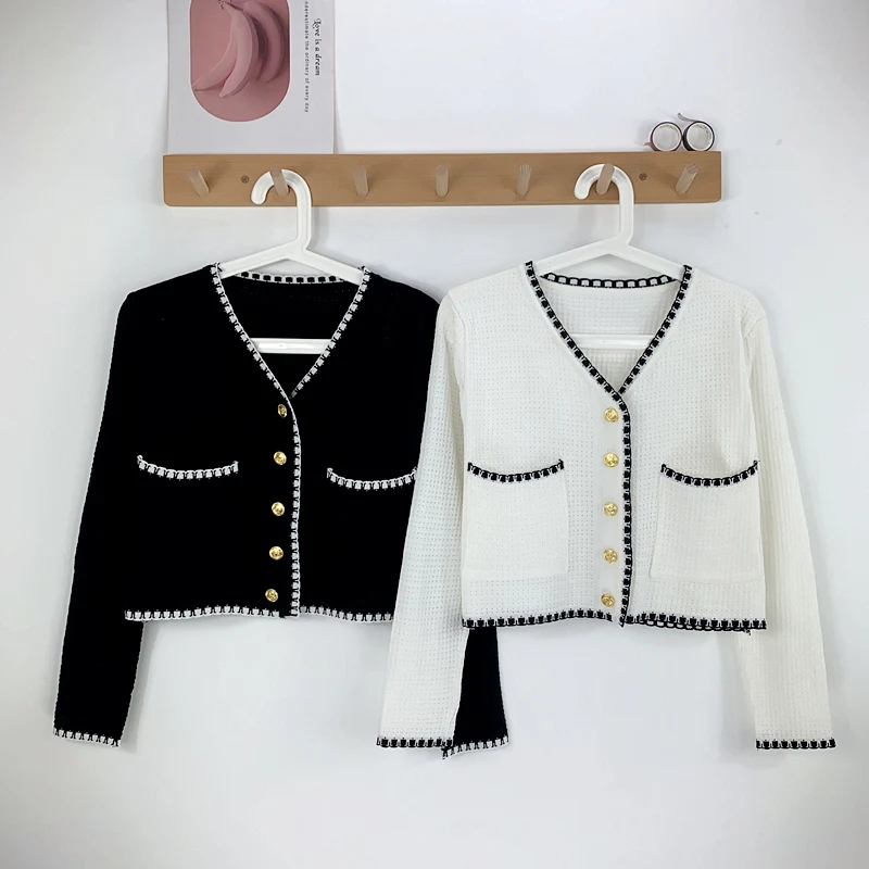 Women's Short V-Neck Open Cardigan Long Sleeve Knitted Sweater Gentle Style Summer 2020 New Korean Version Loose Fit Comfortable
