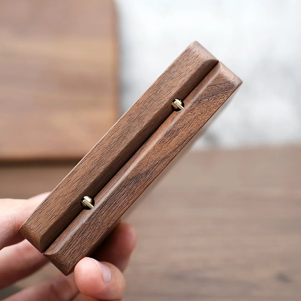 Black walnut ring necklace earrings storage box two-sided solid wood wrapped solid wood portable jewelry box