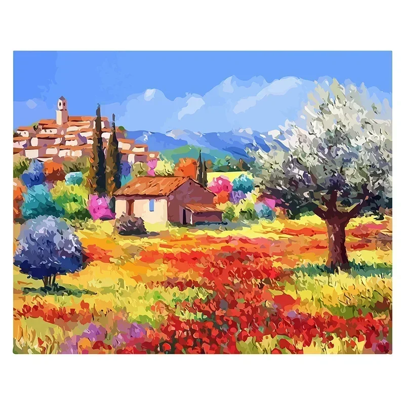 

4505-Tulip diy digital oil painting acrylic flower painting explosion hand-filled landscape painting