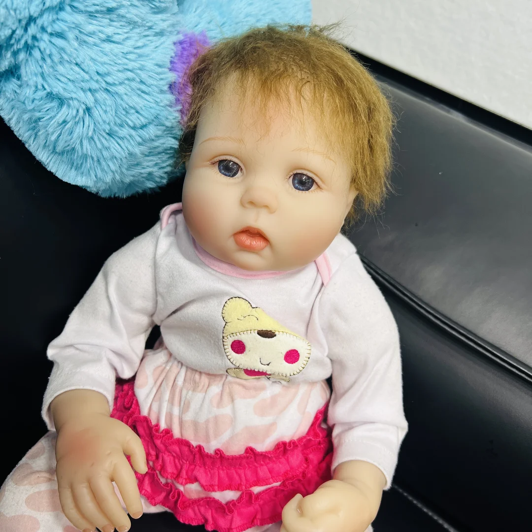 22 Polegada Cute Reborn Baby Girl Com Rooted Mohair Soft Touch Vinyl Bebe Newborn Doll