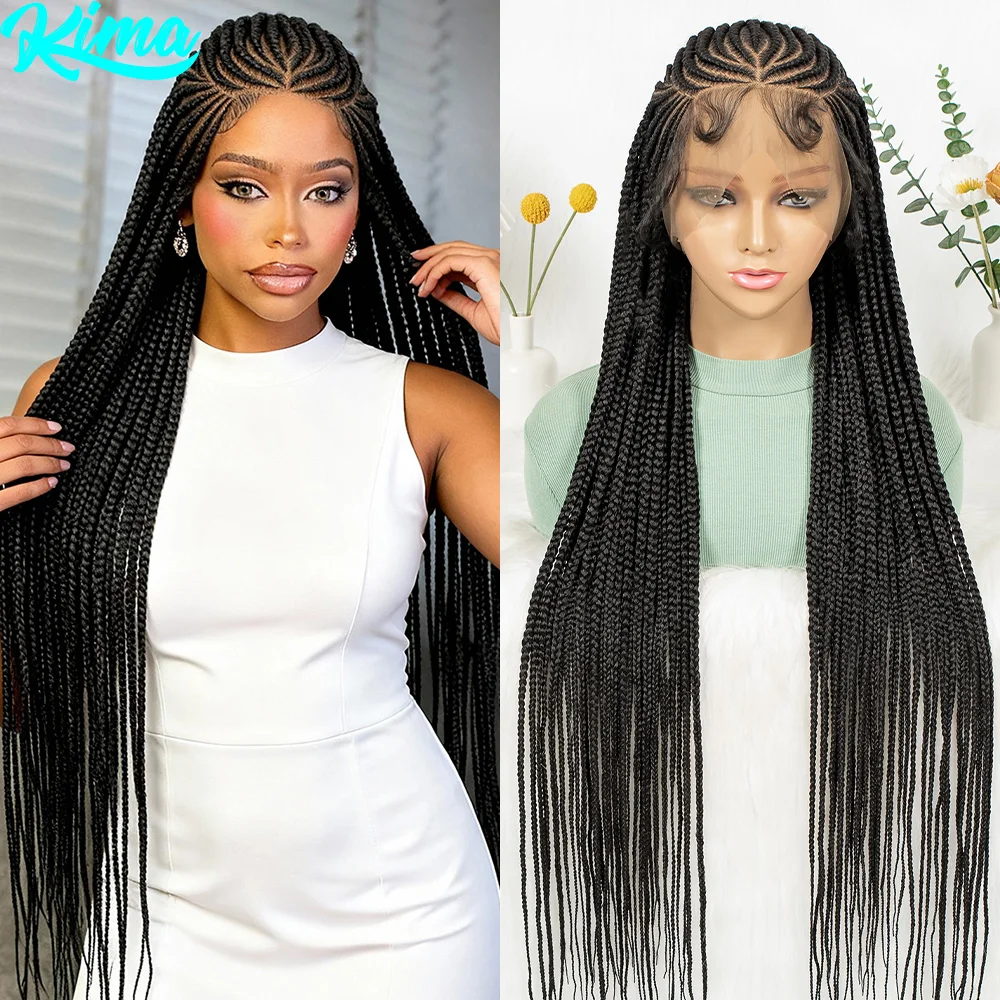 

Cornrow Braids Wigs Knotless Lace Frontal Braided Wigs 36inch Braided Wigs Synthetic Full Lace Wigs with Baby Hair for Women
