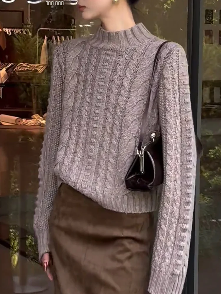 

Korean Sle f High Collar Sweater Women's Faionable Versatile Large Size Autumn New Arrival Anti-Aging Top Snow Dr