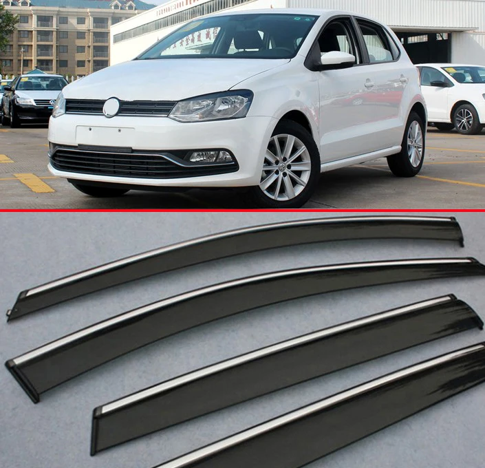 For VW Volkswagen POLO 2011 2012 2013 2014 Window Wind Deflector Visor Rain/Sun Guard Vent Car Accessories Stickers