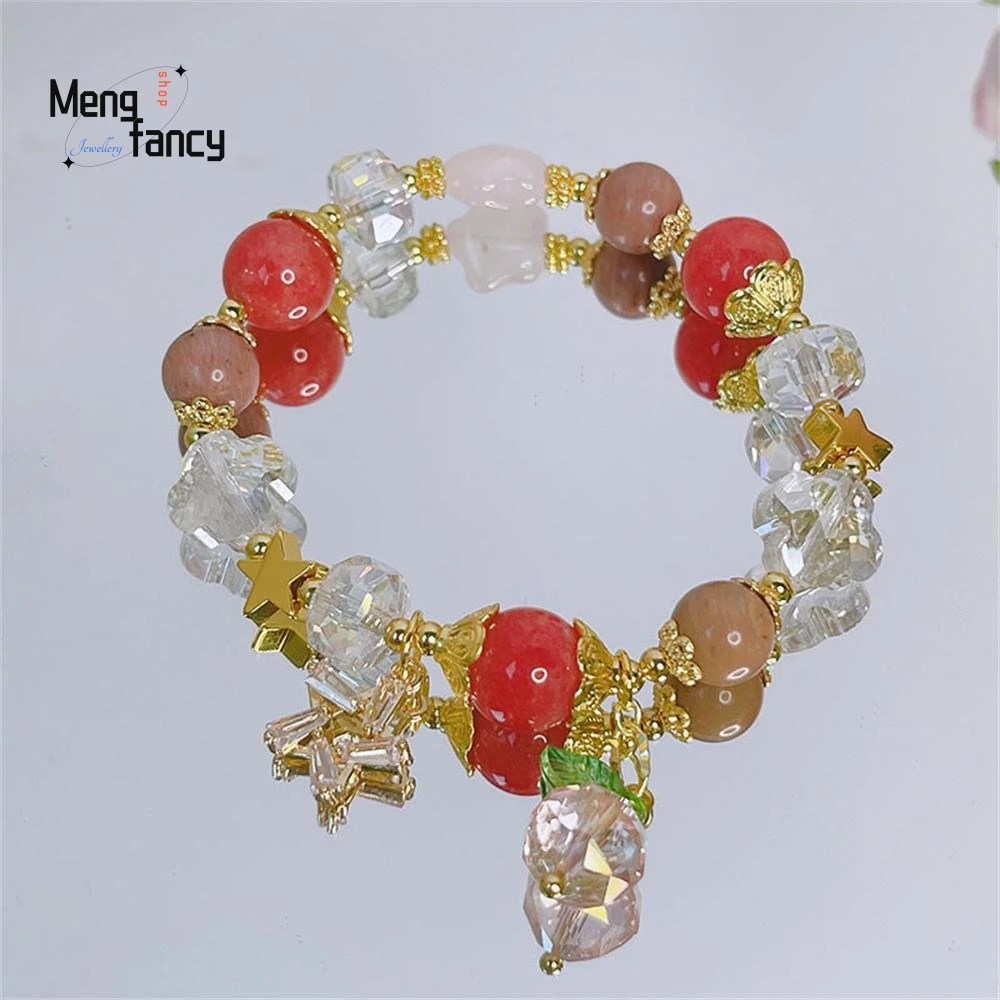 Senshi Zircon Five-pointed Star Female Personality Small Fresh Star Stone Colored Flower Bracelet Exquisite Fashion Fine Jewelry