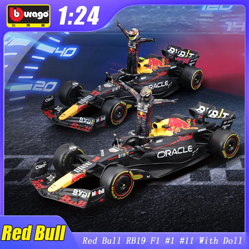 

1:24 Кукла Bburago Red Bull RB19 F1 и модель автомобиля # 1 # Аниме-фигурка Max Verstappen Sergio Perez 11, литая под давлением, роскошный литой сплав