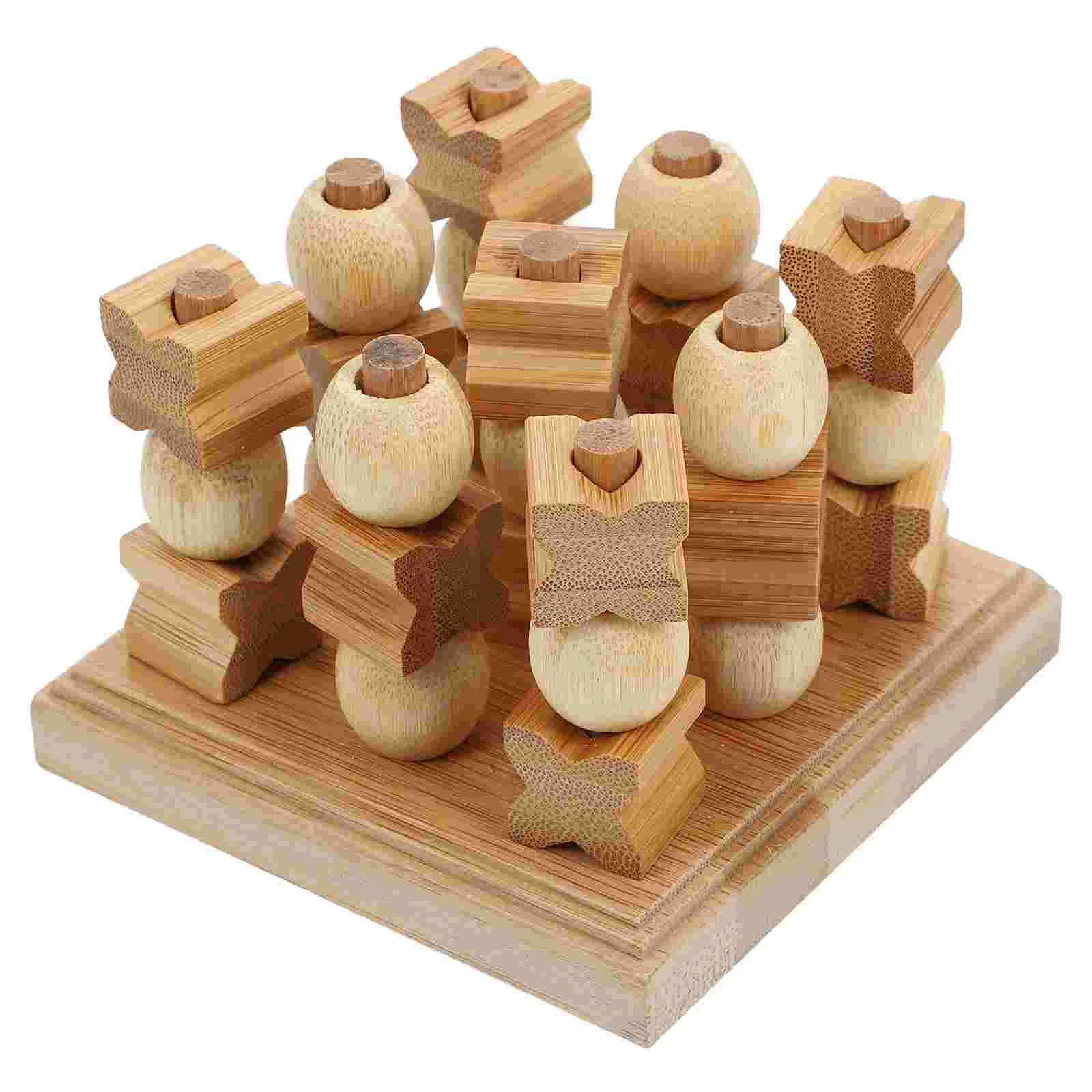 Magnetic Three-dimensional Tac Toe Fitness Chess Logic Training Plaything Bamboo Educational