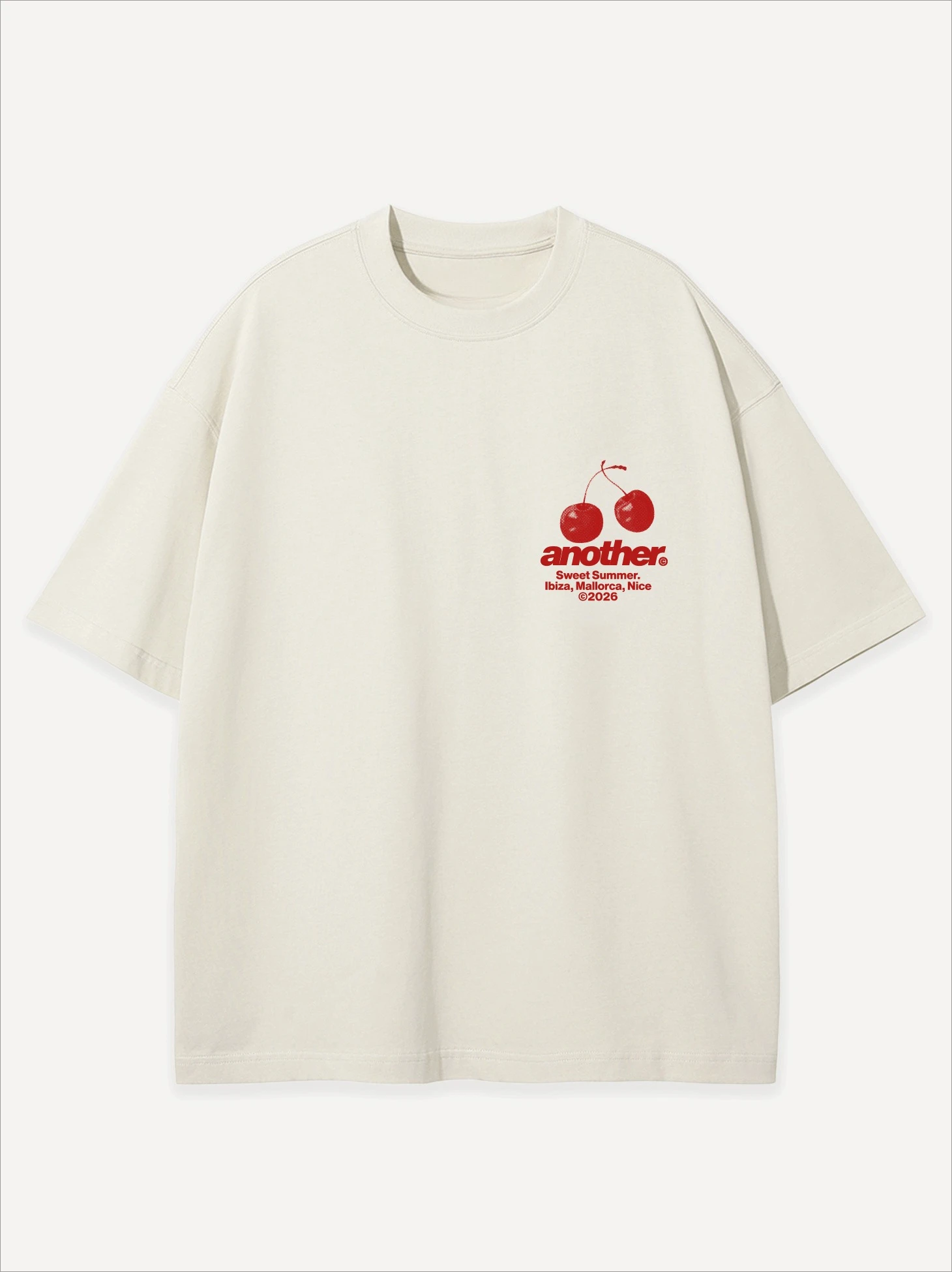 Sweet Summer Cherry Pattern T-shirt Men's and Women's Casual Short Sleeve Cotton Top