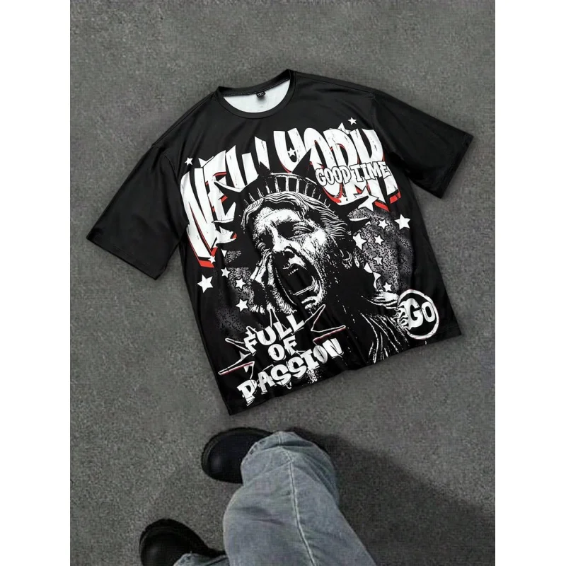 

Printed T-shirt Crop Top Y2k Mens Clothes Man Vintage Tshirts New in Tops & Tees T-shirts for Men Overfit Short Sleeve Graphic