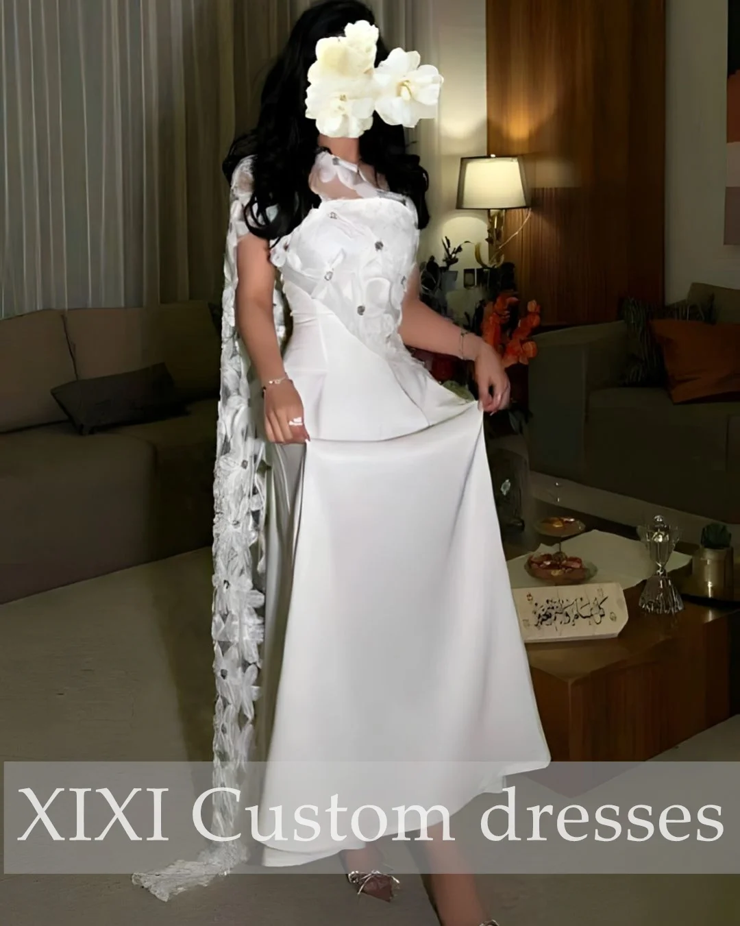 XIXI فساتين سهرة A-Line Strapless Floor-Lengt Lace Zipper Up Sleeveless Wedding Party Dress Dresses For Special Events