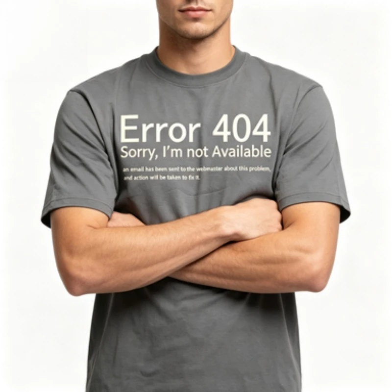 IT Coder Geek Tee For Men 100% Soft Cotton Short Sleeve Error 404 Not Available Graphic Shirts