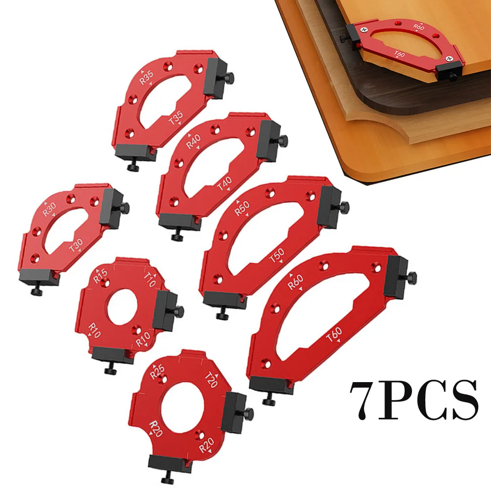 Woodworking Corner Routing Jig 7pcs Aluminium Radius Templates R10 to R60 for Cabinet Table and Furniture Edge Finishing
