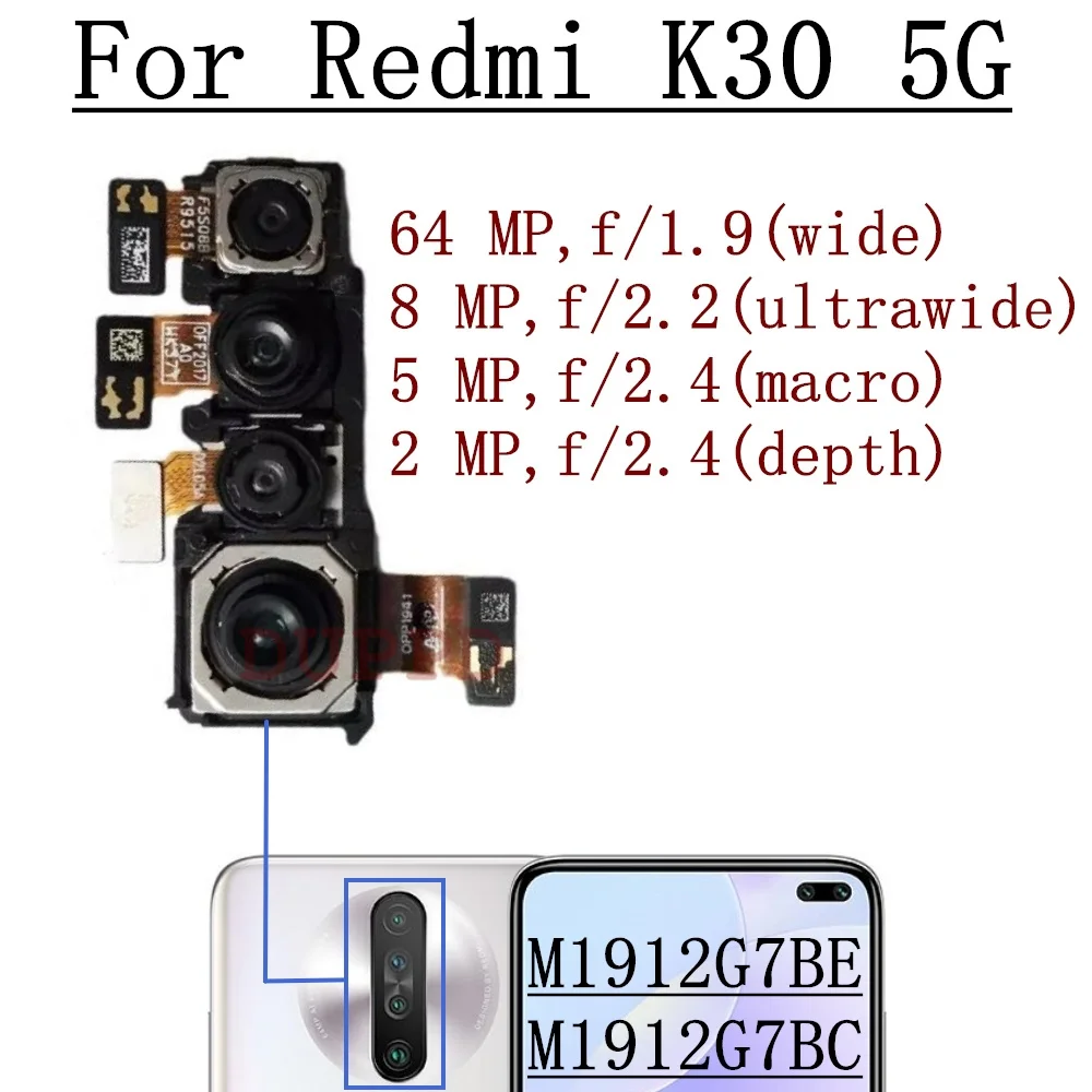 Front Rear Camera For Xiaomi Redmi K30 4G 5G Frontal Selfie Facing Wide Back Main Camera Flex Cable Parts