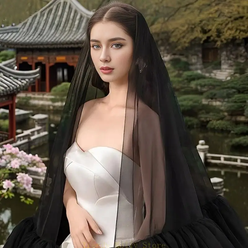 

N5KB Fingertip Bridal Headdress Veils Cathedral Wedding Veils Minimalists Women Veil