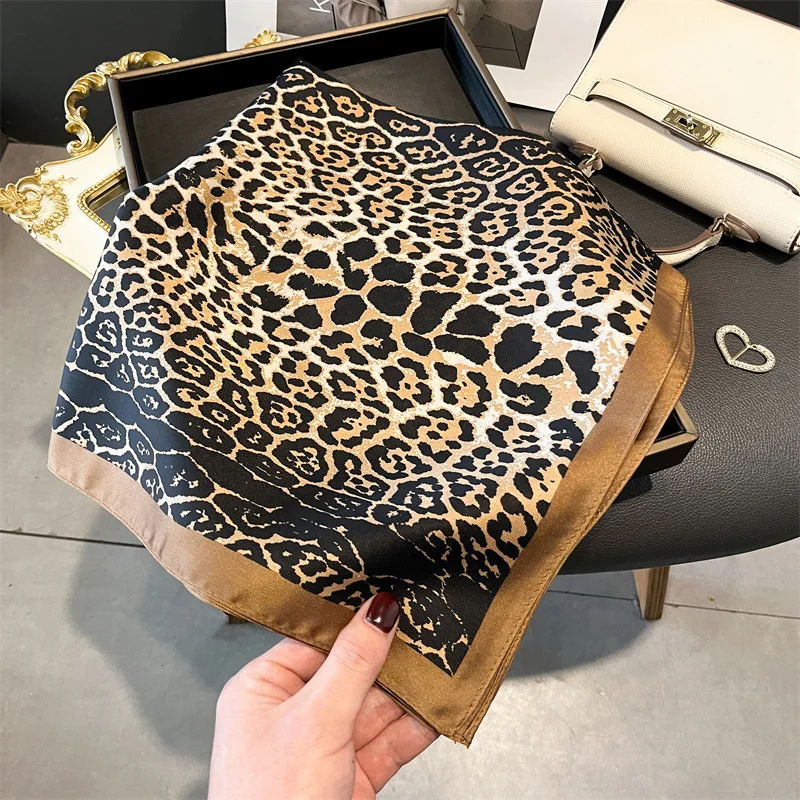 

Luxury Silk Feeling Square Scarf Women 2025 Print Satin Neckerchief Spring Hair Band Foulard Bandana Echarpe Tie Shawl Wraps