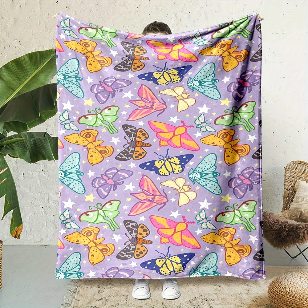 

Enchanting Star & Butterfly Print Throw Blanket - Soft Flannel, Reversible, Perfect For Couch, Bed, Travel - Ideal Gift For Fami