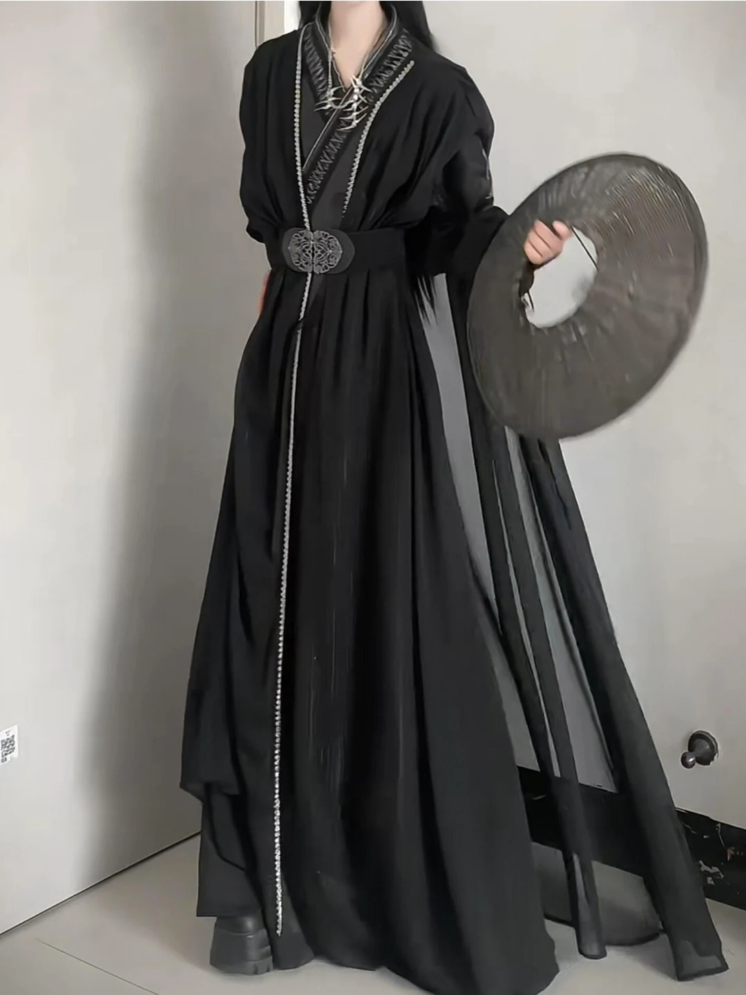 Elegant Black Hanfu Set for Teens And Adults Men And Women Suitable for Cosplay Traditional Chinese Style Autumn Wear