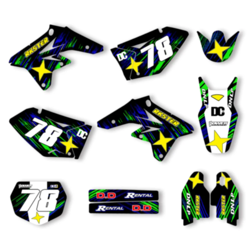 

DSMTECH For Suzuki RMZ250 2007 2008 2009 Graphic Decals Sticker Kits Number Name Background Custom 001