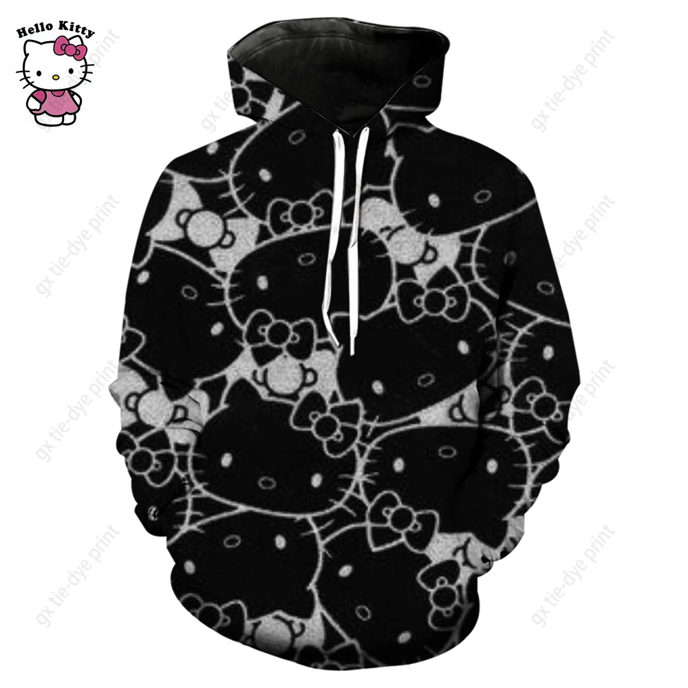 Hello Kitty Hoodies Men Women Hooded Pullover Sweatershirt Male Female Student Hip Hop Hoddie Sweatshirts