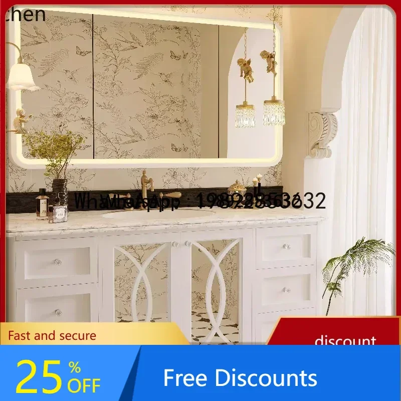 

AA solid wood paint high-end seamless basin integrated bathroom cabinet hanging basin cabinet