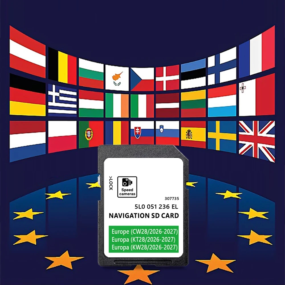 

2026-2027 for Skoda Octavia Superb Fabia Rapid Yeti Kodiaq Karoq Vehicle Update EU Map Sat Nav 5L0051236L SD GPS Card