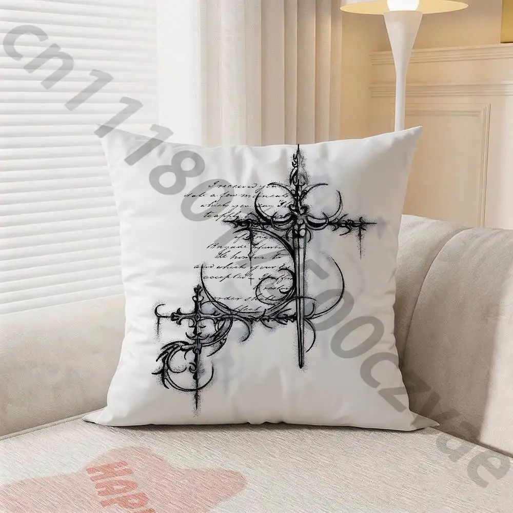 Cyber Sigil Cross Goth Pillow Case Sofa Living Room Bedroom Headboard Backrest Cushion Square Cushion Nap Time