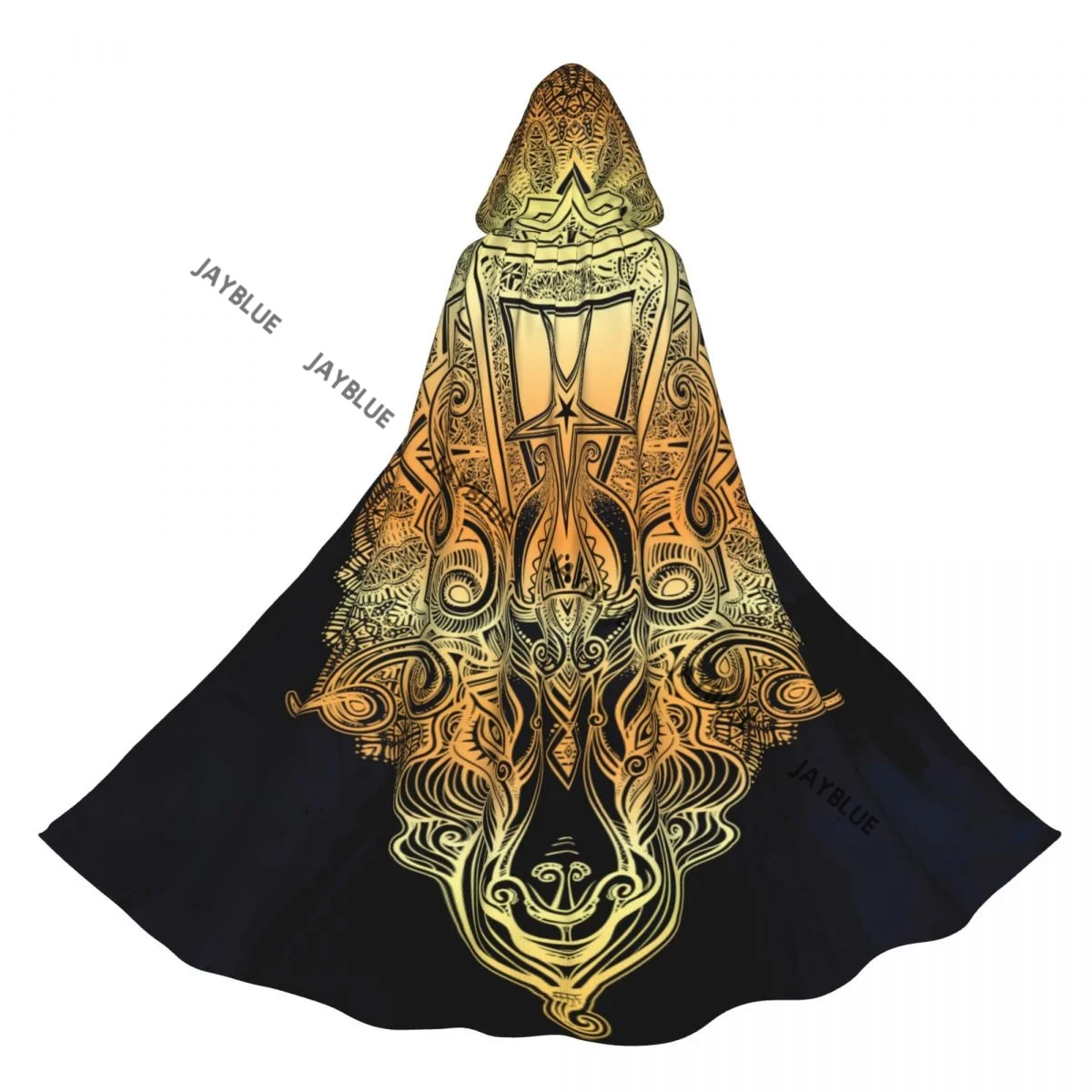 Unisex Witch Party Reversible Hooded Adult Vampires Cape Cloak Pentagram Head Of Demon Baphomet Satanic Goat