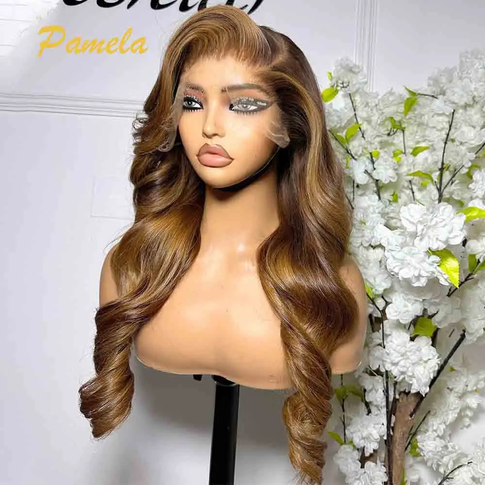 

Honey Blonde Glueless Wig Human Hair Pre plucked Ready To Wear Highlight Body Wave 13x4 Transparent Lace Front Wig For Women