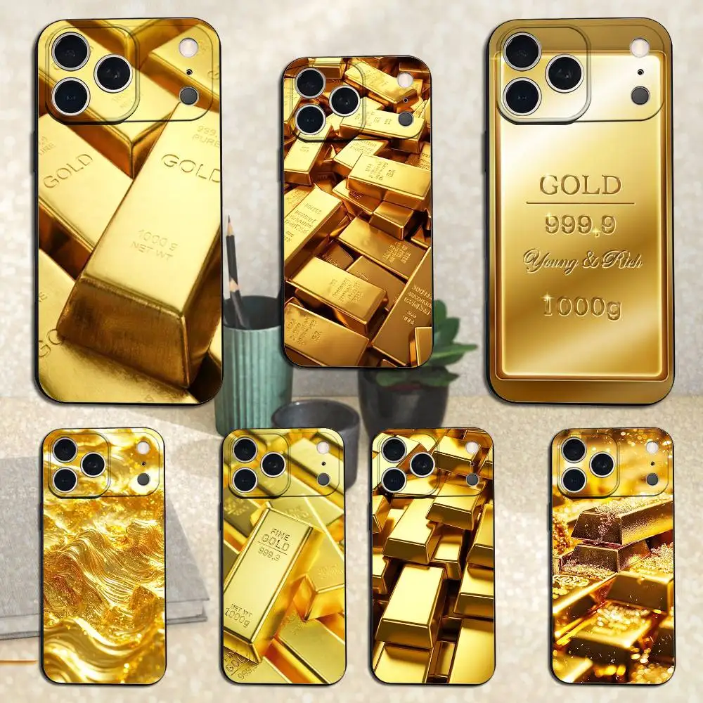 

Cool Gold Art Phone Case For iPhone 17,16,15,14,13,12,11 Plus,Pro Max,XS,X,XR,SE,Mini,8,7,Soft Silicone Black Cover