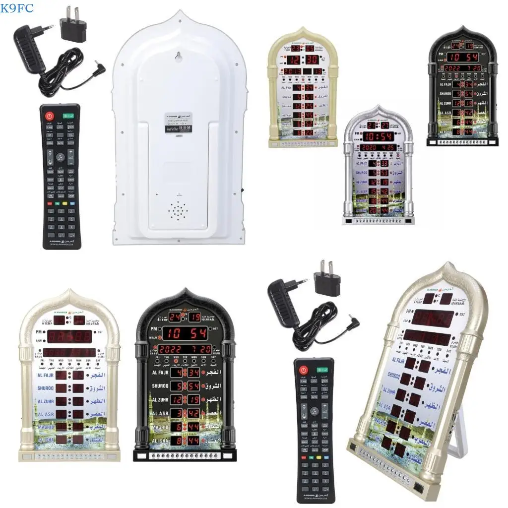 K9FC Digital Azan Clock for Home Office Mosque with 5 minutes Snooze Home Decorative Clock Temperature Display Clock for Home
