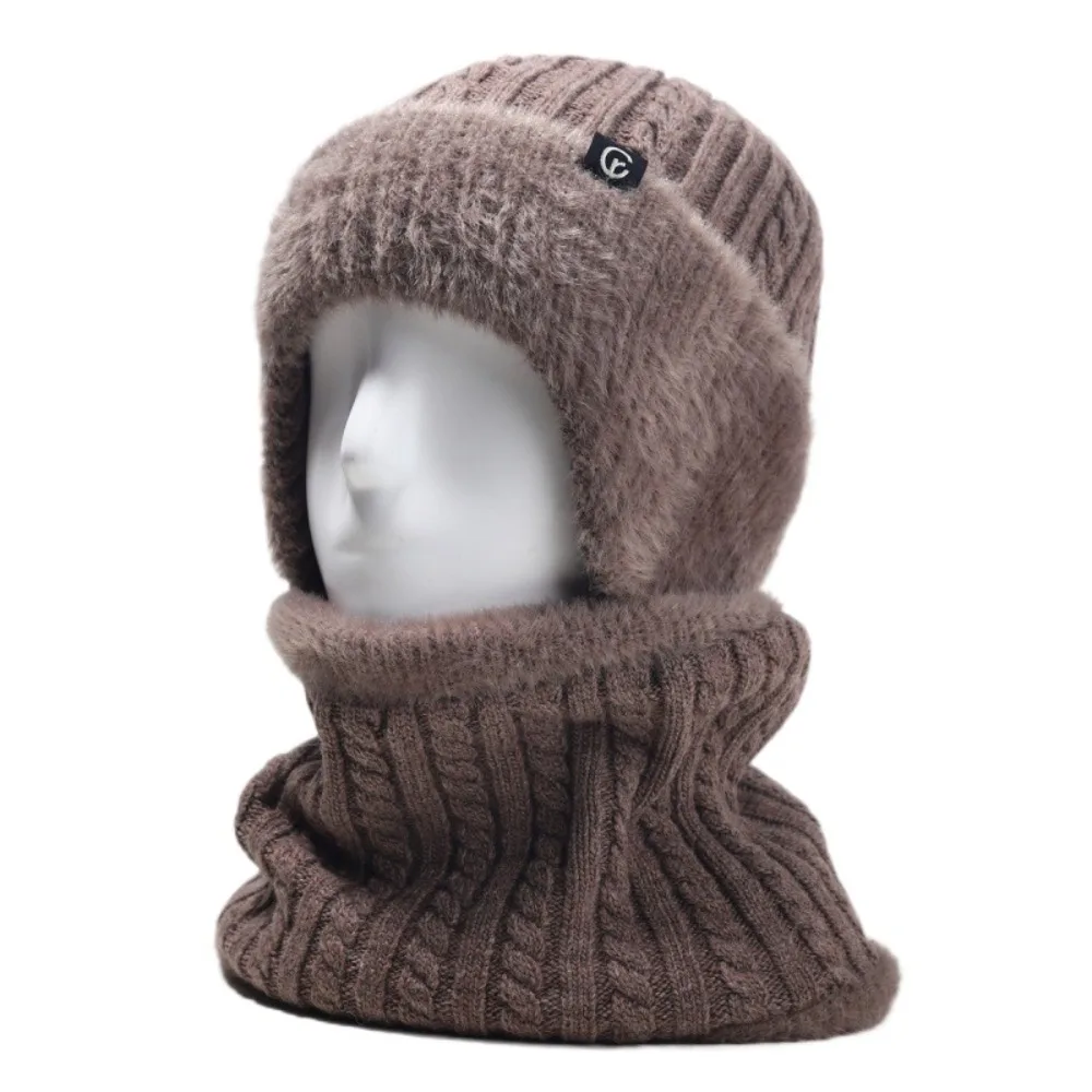 

Korean Style Fleece Scarf and Hat Set Soft Thickened Woolen Hat Solid Color Elastic Cold Proof Scarf Autumn