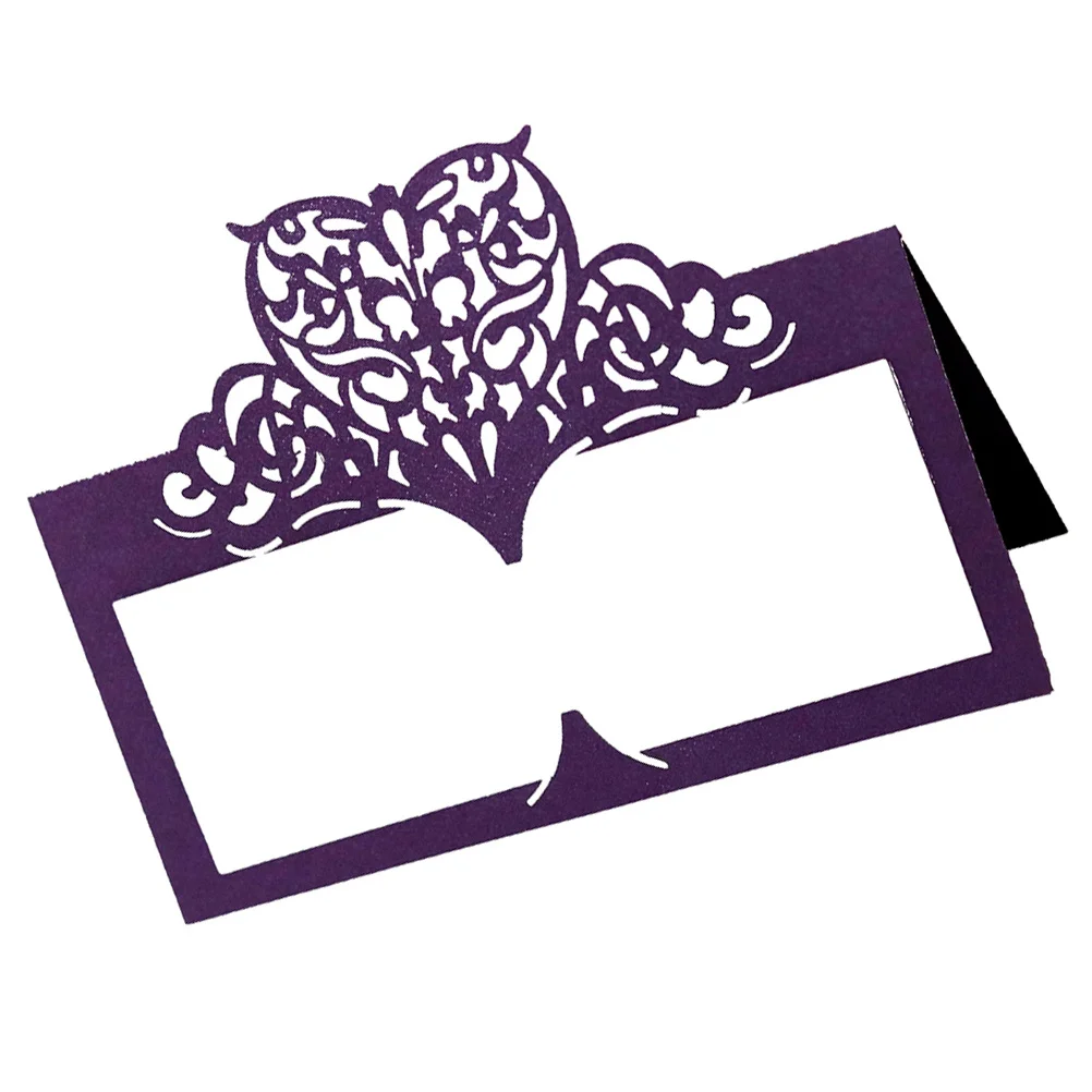 

50pcs Love Hollowed Out Name Dark Purple Vintage Table Place Seat For Wedding Party Paper Place Card Banquet Guest Table Name