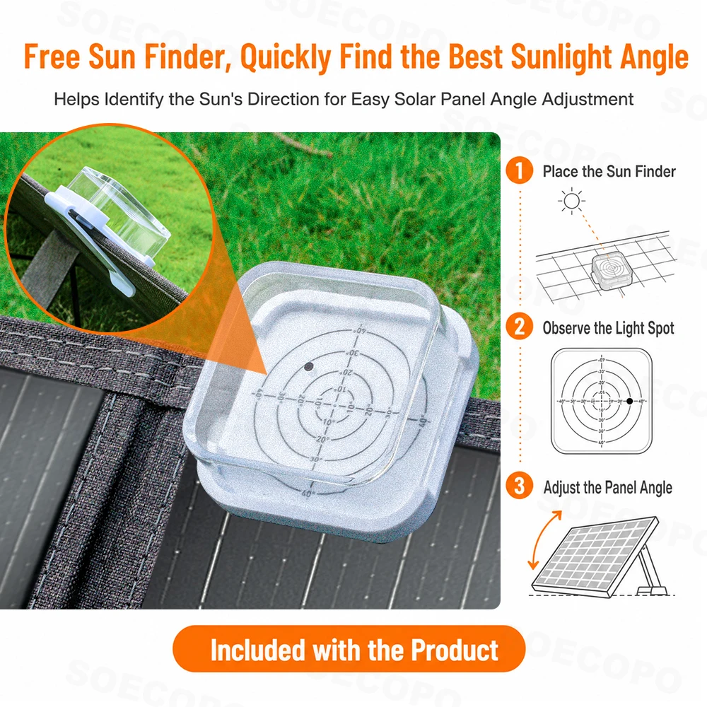 Picture 5: 120W Foldable Solar Charger DC Type C Dual USB Outputs 2m 1m Cable with Free Sun Finder IP65 Solar Panel for Camping RV Outdoor