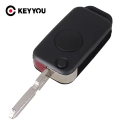 KEYYOU 1 Button Flip Folding Keyless Entry Remote Key Fob Case Shell for Mercedes Benz C E S ML SL ML55 AMG S500 SL500