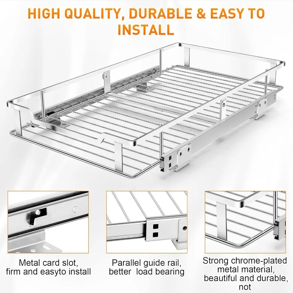 Pull Out Cabinet Organizer, 2 Pack Heavy Duty Slide Out Pantry Shelves Sliding Drawer Storage For Kitchen 12" W x 21" D,