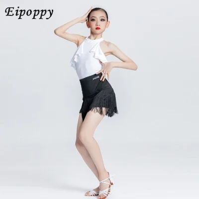 Latin Dance Training Kleidung für Mädchen Xia profession elle Tanz Performance Kleidung neuen Stil Kinder rücken frei schwarz und weiß