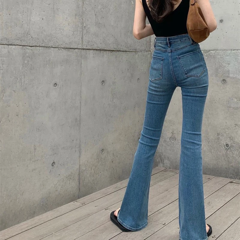 Autumn And Winter New Retro Micro Flared Jeans With High Waist Slim Fit Lifted Hips Wide Legs Flared Jeans For Women