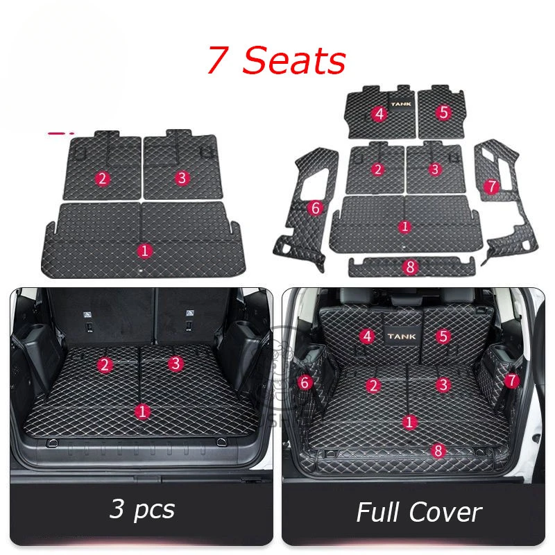 For Great Wall GWM WEY Tank 500 2024 2023 Car Accessories Cargo Liner Specialized  Trunk Floor Mat Waterproof Durable Carpet