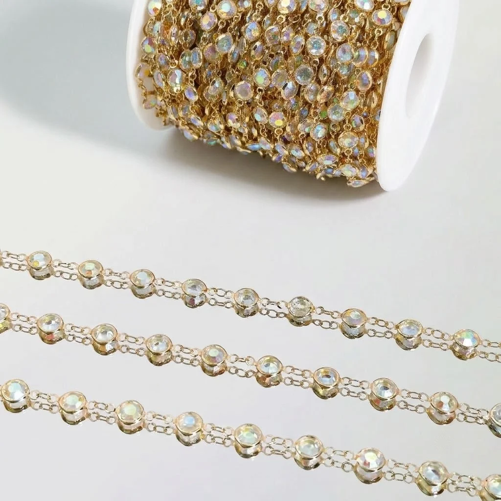 0.5Meter 1Meter Crystal Chains Beads Chain For DIY Necklace Bracelet Costume Jewelry Making Accessorie Crafts Supplies Wholesale