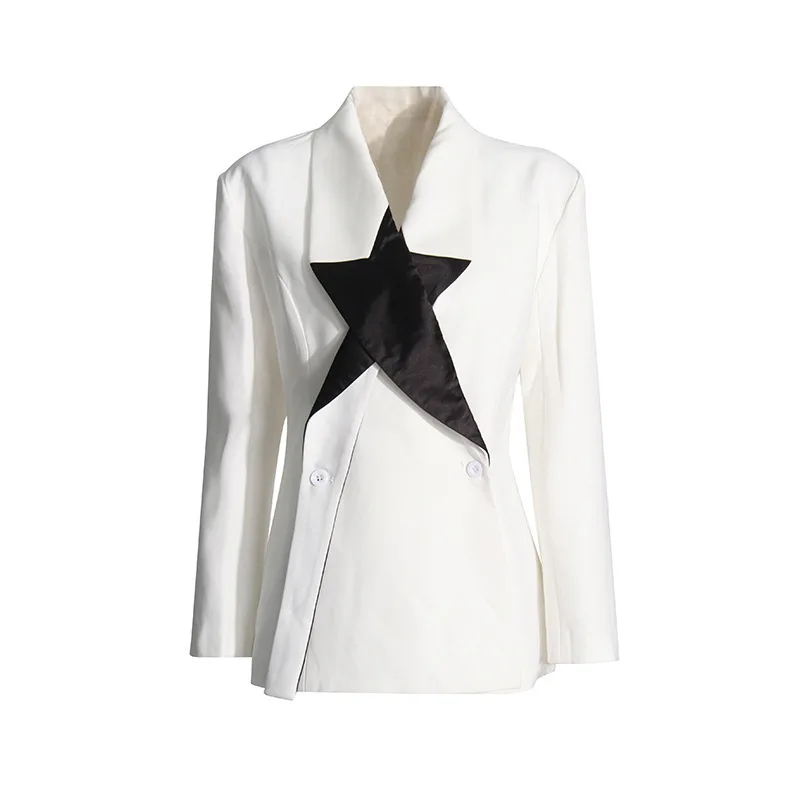 HKSH Autunno Nuove Donne Alla Moda Giacca Patchwork Contrasto di Colore Personalizzato High Street Elegante Casual Office Lady Ins Cappotto HK9955