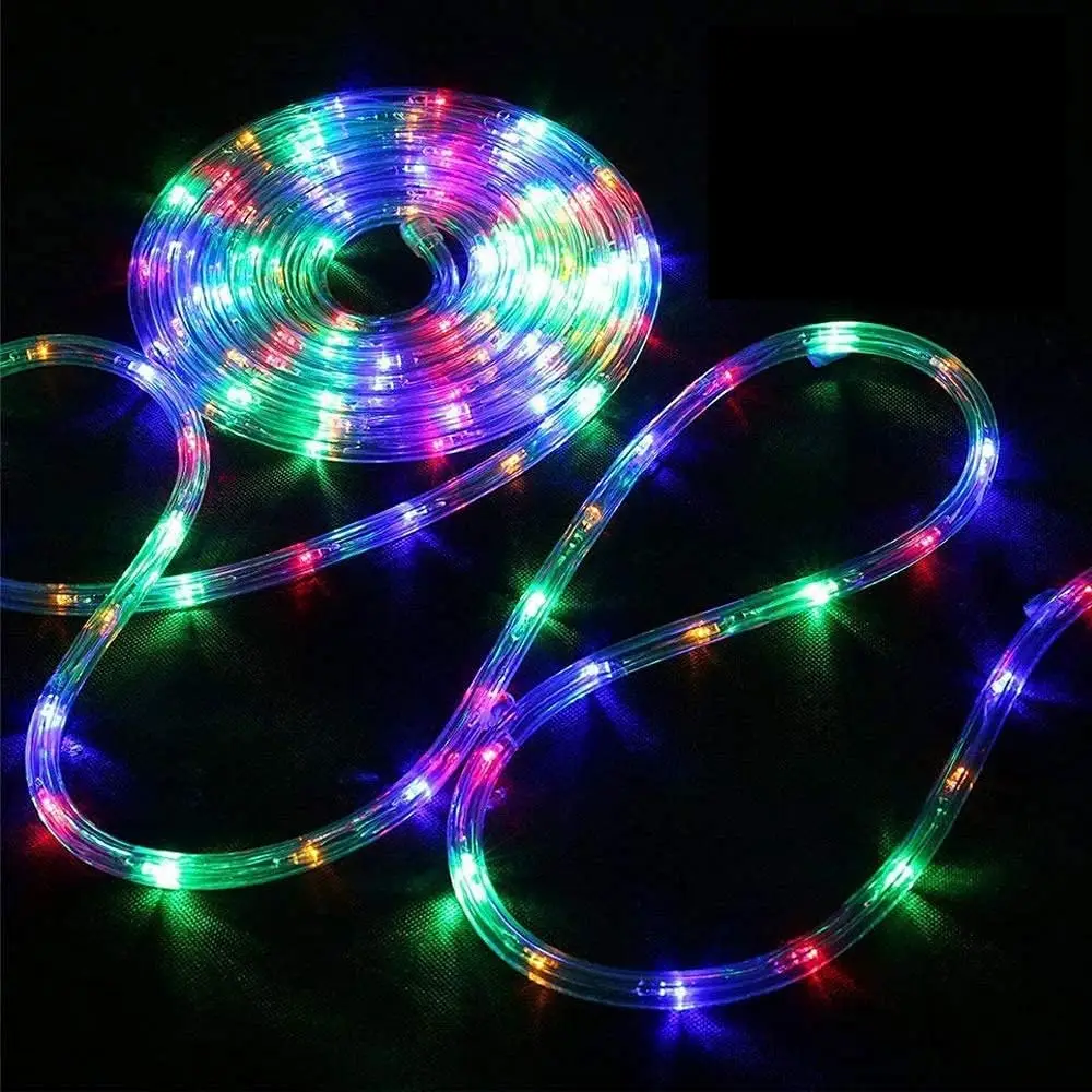 Solar Rope Lights, impermeável alimentado, USB, tubo de LED, Fairy Lights para jardim ao ar livre, Decorações de rua, RGB, 5 m, 10 m, 20m, 8 modos